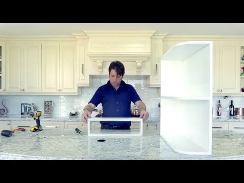 Large base and wall end open shelf cabinet